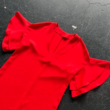 V-NECK FRILL MINI DRESS [S-2507]