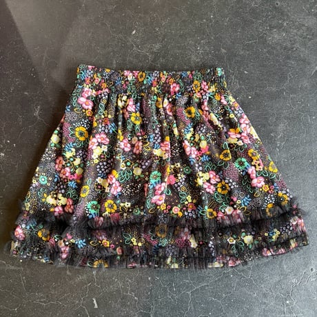 FLOWER TULLE FRILL MINI SKIRT [S-3678]