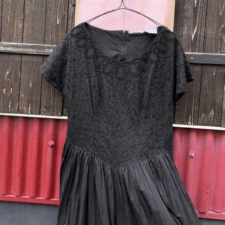70’S EMBROIDERY FLARE JUMP SUIT [S-1879]