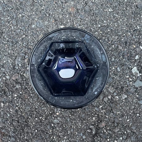 Vintage BLUE HEXAGON GLASS [J-195]