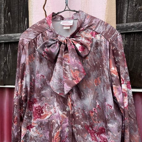 70’S MARBLE TIECOLOR BLOUSE [S-0338]