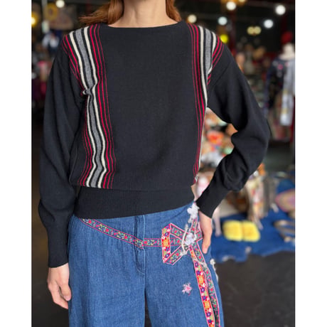 70’S STRIPE DESIGN WOOL KNIT [S-0497]