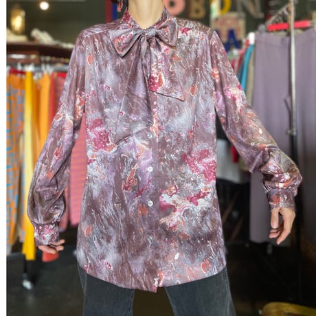 70’S MARBLE TIECOLOR BLOUSE [S-0338]