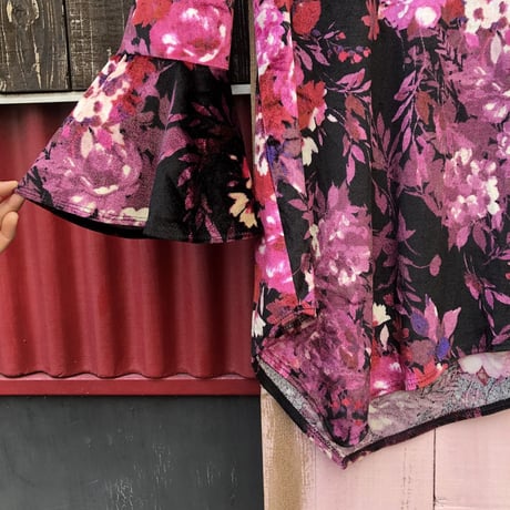 FLOWER PRINT VELOUR CUT&SEWN [S-1193]
