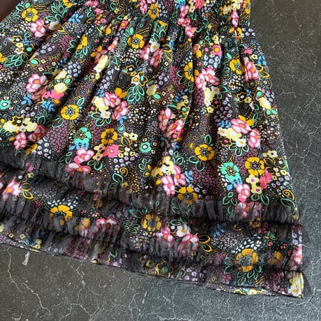 FLOWER TULLE FRILL MINI SKIRT [S-3678]