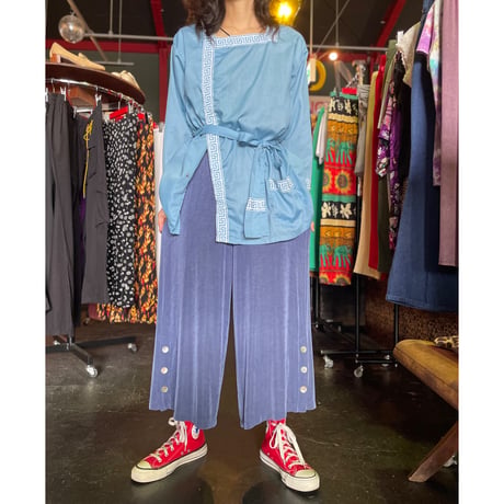 70’S GREECE MEANDER SLEEPING GOWN [S-7323]