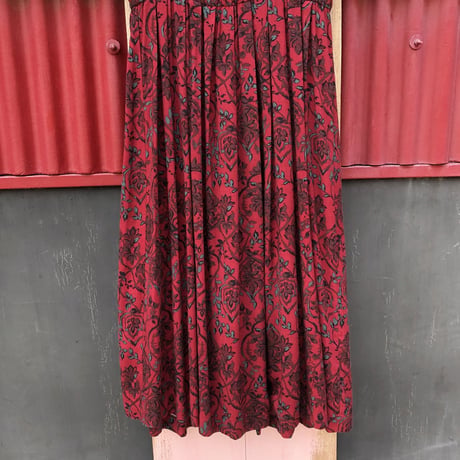 80’S FLOWER×SATIN LONG DRESS [S-1549]