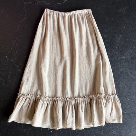 LINEN FRILL LONG SKIRT [S-3807]