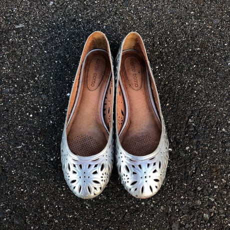 FLOWER DESIGN FLAT SHOES 24.0-24.5cm [S-4167]