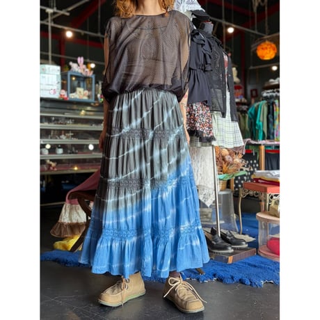DYED×LACE COTTON LONG SKIRT [S-4399]