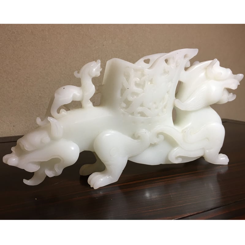 古文房具 本物和田白玉 原石 手彫 清代 双龍出郭 筆洗 筆添 墨池 水鉢 激安 古文房具 本物和田白玉 原石 手彫 清代 双龍出郭 筆洗 筆