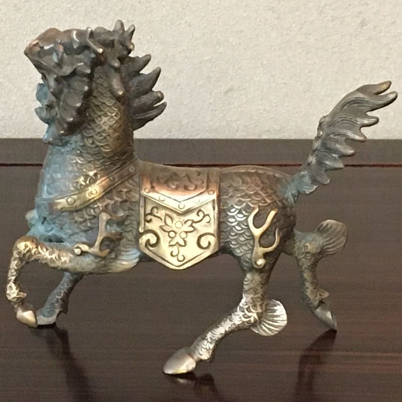 銅製鍍金銀麒麟像 | 古門堂