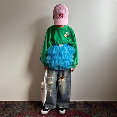 【2次予約】【PLUSH♥】【即納 / S-Lサイズ】 jiggly jelly tulle skirt (blue)