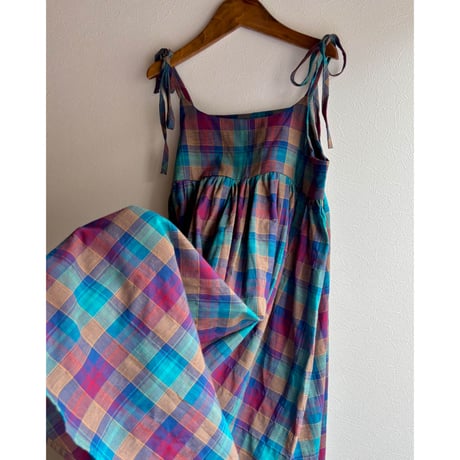 【26SSお取り寄せ / 90-150サイズ】 plaid cami dress