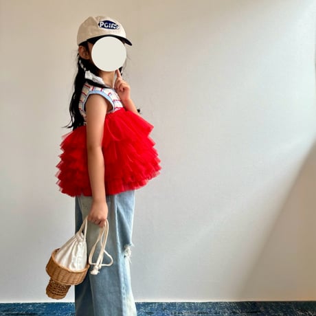 【2次予約】【PLUSH♥】【即納 / S-Lサイズ】 jiggly jelly tulle skirt (red)