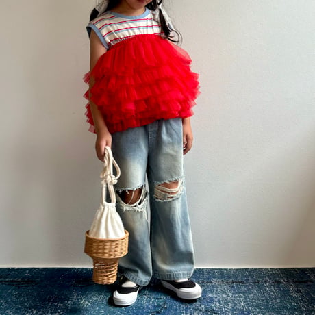【2次予約】【PLUSH♥】【即納 / S-Lサイズ】 jiggly jelly tulle skirt (red)