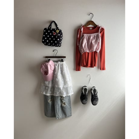 【OUTLET / 100サイズ】 crayon rib L/S tee (tomato)