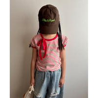 【26SSお取り寄せ / 100-160サイズ】 border ribbon t shirt (red)