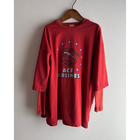 【OUTLET / 100サイズ】 crayon rib L/S tee (tomato)