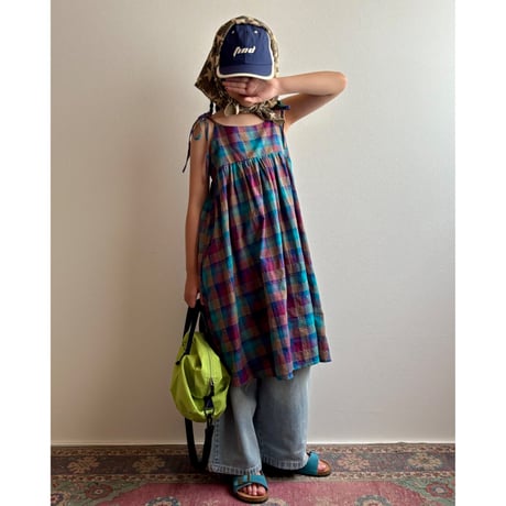 【26SSお取り寄せ / 90-150サイズ】 plaid cami dress