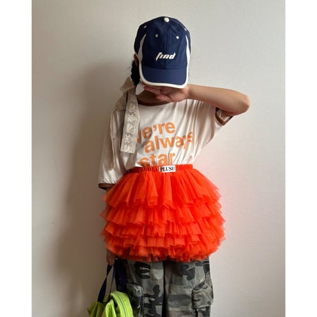 【2次予約】【PLUSH♥】【即納 / S-Lサイズ】 jiggly jelly tulle skirt (orange)