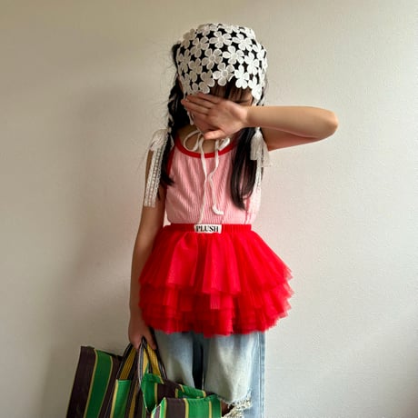 【2次予約】【PLUSH♥】【即納 / S-Lサイズ】 jiggly jelly tulle skirt (red)