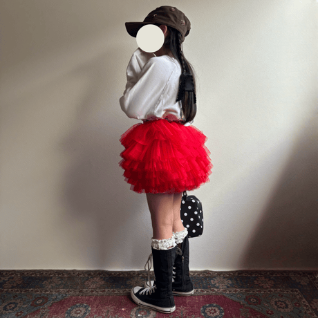 【2次予約】【PLUSH♥】【即納 / S-Lサイズ】 jiggly jelly tulle skirt (red)