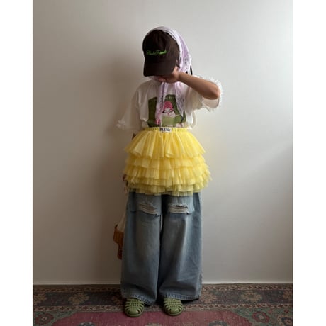 【26SSお取り寄せ / 80-130サイズ】 cats photo lace t shirt (green)