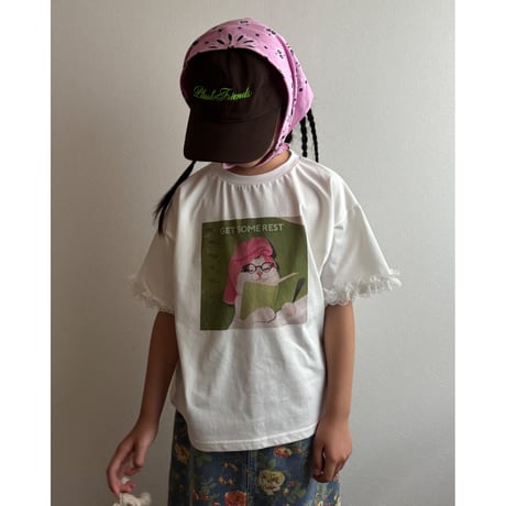 【26SSお取り寄せ / 80-130サイズ】 cats photo lace t shirt (green)
