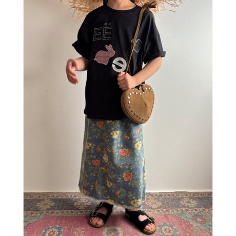 【26SSお取り寄せ / 100-160サイズ】 meadow floral long denim skirt