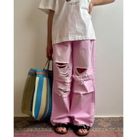 【26SSお取り寄せ / 100-160サイズ】 bubble damage denim (pink)