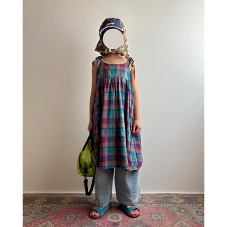 【26SSお取り寄せ / 90-150サイズ】 plaid cami dress