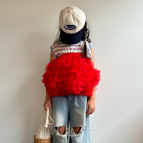 【2次予約】【PLUSH♥】【即納 / S-Lサイズ】 jiggly jelly tulle skirt (red)