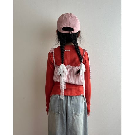 【OUTLET / 100サイズ】 crayon rib L/S tee (tomato)