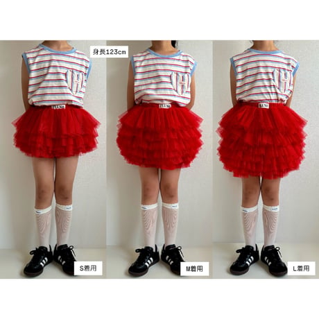 【2次予約】【PLUSH♥】【即納 / S-Lサイズ】 jiggly jelly tulle skirt (red)