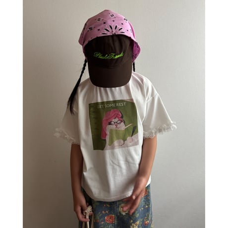 【26SSお取り寄せ / 80-130サイズ】 cats photo lace t shirt (green)