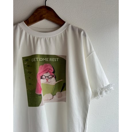 【26SSお取り寄せ / 80-130サイズ】 cats photo lace t shirt (green)