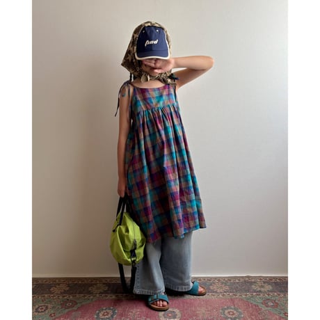 【26SSお取り寄せ / 90-150サイズ】 plaid cami dress
