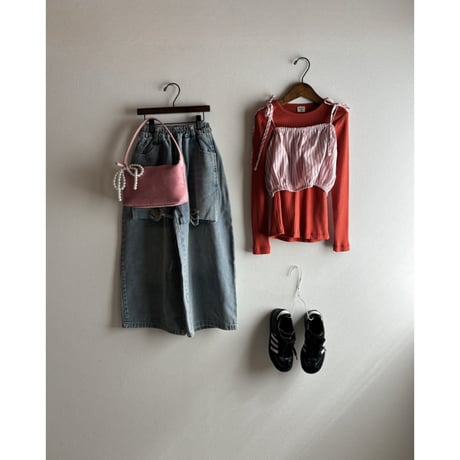 【OUTLET / 100サイズ】 crayon rib L/S tee (tomato)