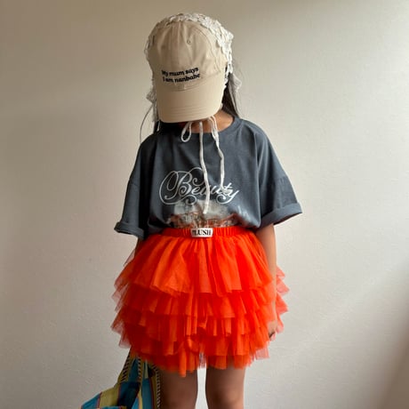 【予約】【PLUSH♥】【即納 / S-Lサイズ】 jiggly jelly tulle skirt (orange)