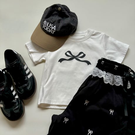 【OUTLET / 100-140サイズ】 ribbon t-shirt