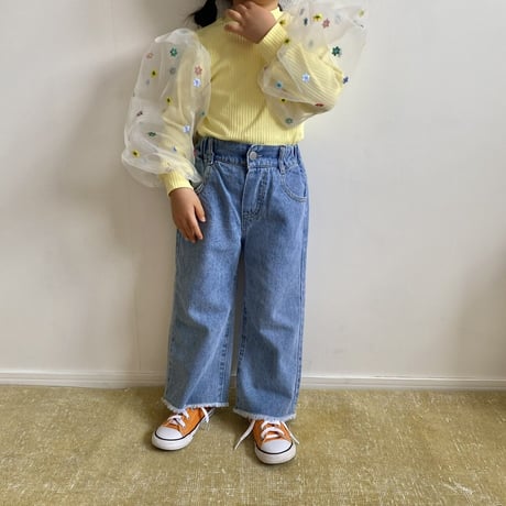 【OUTLET / 100サイズ】 flower puff yellow top