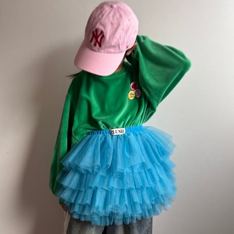 【2次予約】【PLUSH♥】【即納 / S-Lサイズ】 jiggly jelly tulle skirt (blue)