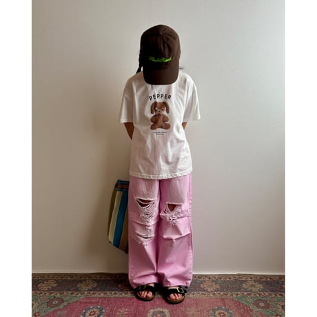 【26SSお取り寄せ / 100-160サイズ】 bubble damage denim (pink)