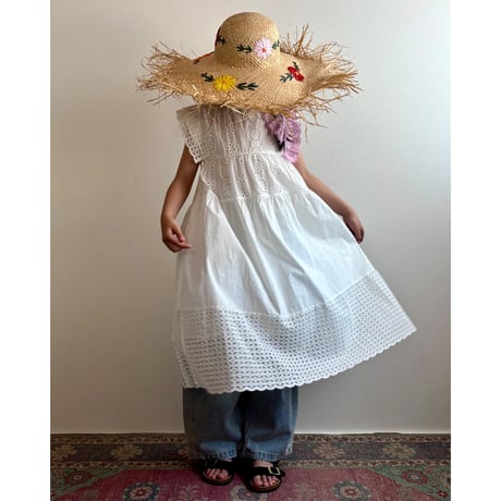 【26SSお取り寄せ / 120-160サイズ】 cutwork lace dress