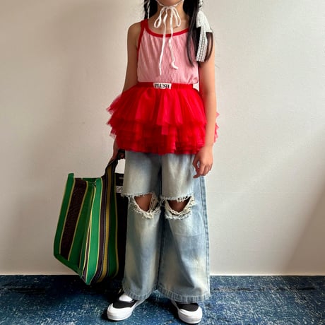 【2次予約】【PLUSH♥】【即納 / S-Lサイズ】 jiggly jelly tulle skirt (red)