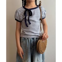 【26SSお取り寄せ / 100-160サイズ】 border ribbon t shirt (navy)