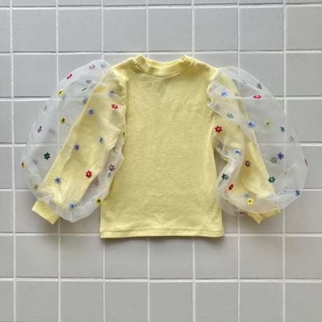 【OUTLET / 100サイズ】 flower puff yellow top