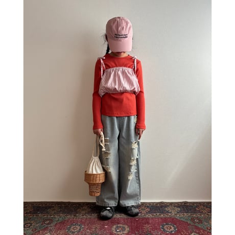 【OUTLET / 100サイズ】 crayon rib L/S tee (tomato)