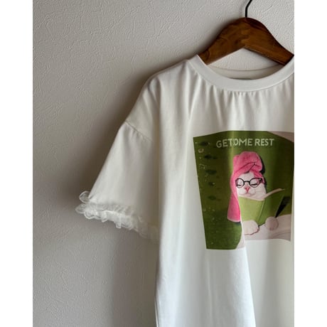 【26SSお取り寄せ / 80-130サイズ】 cats photo lace t shirt (green)
